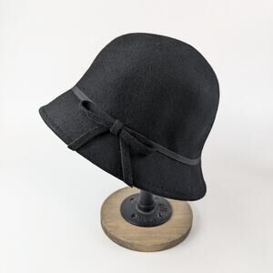 Womens Wool Hat Clodagh Cap Black Church British Fashion Bucket Classic Cloche